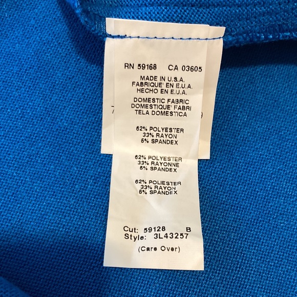 🆕 Karen Kane Knit Tunic High Low Slit each side V Neck Azure Blue NWT SZ M - Picture 10 of 10